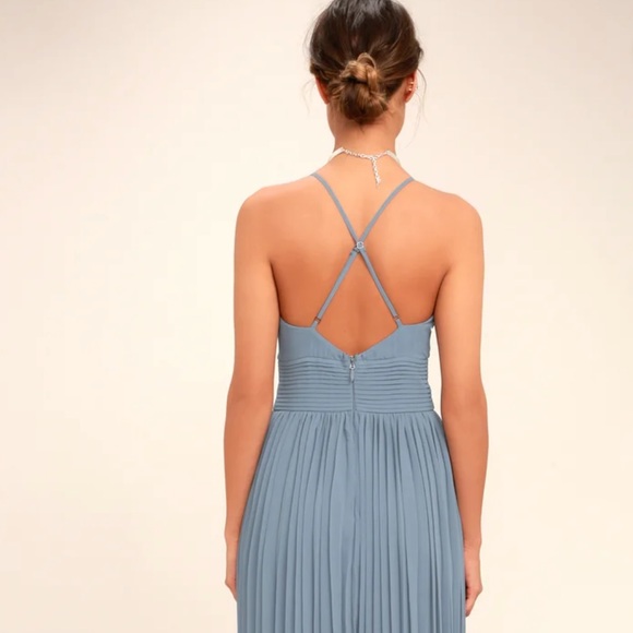 Lulus Depths of My Love Dusty Blue Maxi Dress size M - Picture 2 of 9